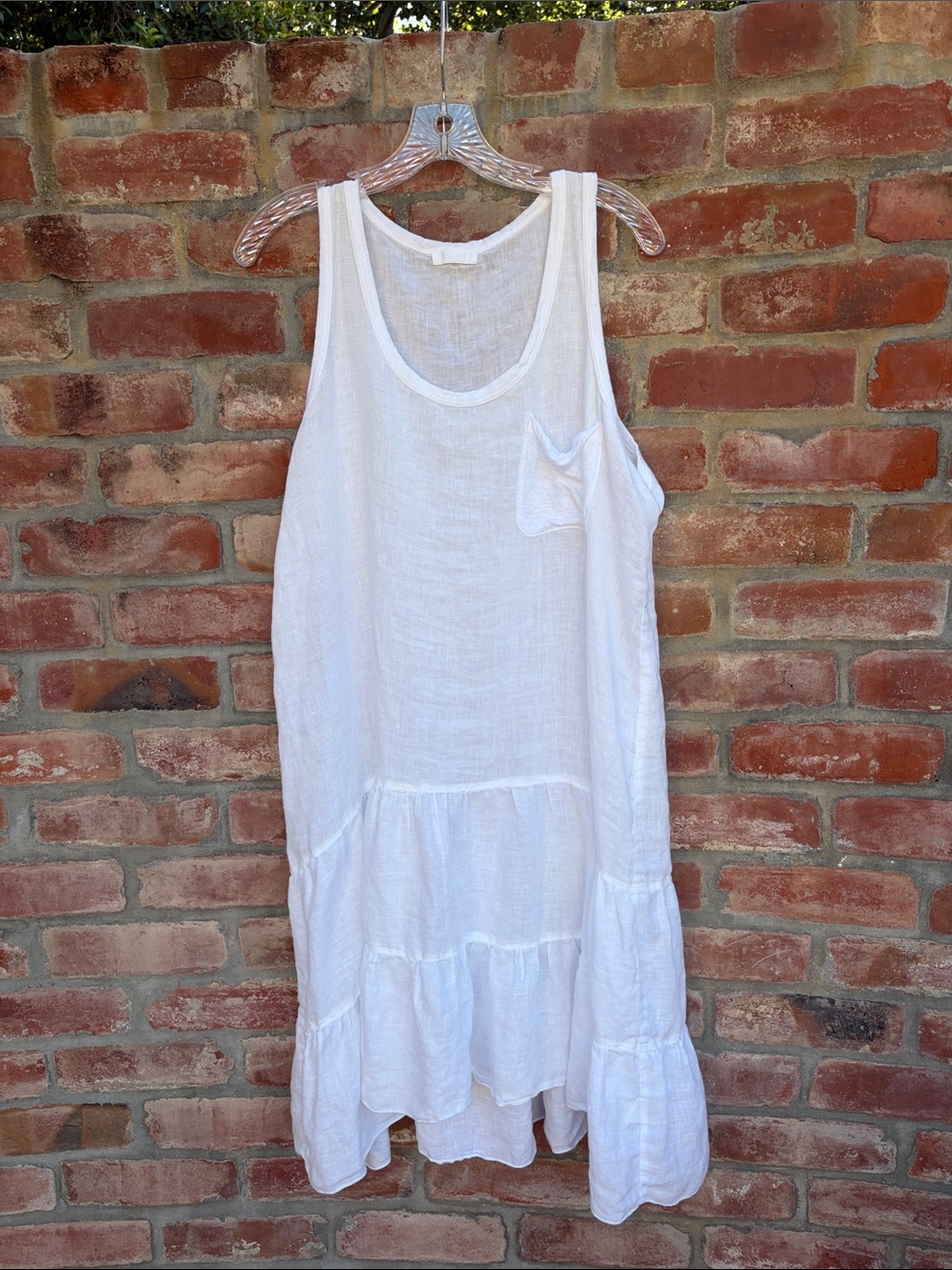 CP Shades White Sleeveless Tiered linen dress/swimsuit cover - Picture 2 of 7